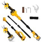 Cordless Pruning Shears Compatible with Dewalt 20V, Electric Pruning Shears with Extension Pole up to 4.57m Range, LCD Display 30 mm Battery Pruning Shears & Loppers for Garden (No Battery)