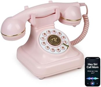 Sangyn Bluetooth Retro Phone with Voice Assistant, Bluetooth Landline Phone Compatible with Android & iOS, Wireless Bluetooth Physical Home Phone Telephone with Speakerphone & Volume Control, Pink