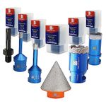 Diamond Core Drill Bit Set - 6/8/25/35 Diamond Hole Saw & for Porcelain Tile Ceramic Marble Granite Drilling 1-3/8"Diamond Chamfer bit with 5/8-11 Thread&Adapter