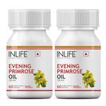 INLIFE Evening Primrose Oil Capsules 500mg | 10% Gamma Lionlenic Acid | Supplement for Hair and Skin - 60 Liquid Filled Capsules (2-pack)