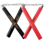 Nunchuck,2 Pack Safe Foam Rubber Training Nunchucks/Nunchakus with Steel Chain for Beginners Practice and Training (Red&Black)