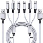 Multi Charging Cable, 10ft 2Pack Multi Phone Charger Cable Braided Universal 3 in 1 Charging Cord Extra Long Multiple USB Cable with USB C, Micro USB Port Connectors for Cell Phones and More