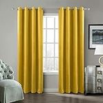 ChadMade Room Darkening Lined Premium Velvet Curtain Yellow 50Wx84L Inch (1 Panel), Eyelet Grommet for Livingroom Bedroom Theater Studio, Birkin Collection