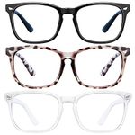 Blue Light Blocking Glasses - Women/Men 3Pack Computer Reading Gaming Anti Eyestrain Blue Light Glasses Non Prescription (8068 3pack black+douhua+toumin)