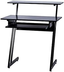 Monoprice Recording Desk with Raised Platform and Keyboard Tray, Workstation, Stable & Lightweight, for Home Studio Stage Right Series, Black