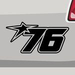 Stickerfreaks Race Number 76 Sticker Race Track Car Bike Decal Vinyl JDM Sticker Size: 14 x 7 cm (M) | Colour: 98 Gentian | Racenumber Sticker Adhesive Decoration Tuning Number