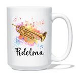 Personalized Choose Name Trumpet Player White Coffee Mug 11 15 Oz, Trumpet Musical Instrument Coffee Cup Gifts for Trumpet Player Husband Men, Custom Trumpet Player Travel Mug Gift, Trumpet Lover Cup