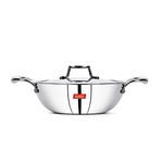 Sumeet Cook Smart TriPly SAS (Steel-Aluminium-Steel - 3 Layers) Kadhai with Lid - 2Ltr - 22Cm