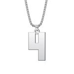 OutstandLong Sports Men Number 4 Necklace Baseball/Soccer/Football/Basketball Silver Stainless Steel Necklace Pendant Personalized Jewelry 3mm Chain