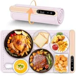 Silicone Electric Food Warmer Mat: Upgrade Temp Master Adjustable Warming Tray Foldable Heating Hot Plate Party Buffet Server Pad - Rose Quartz