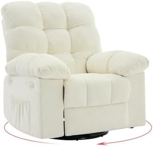 GarveeHome Rocking Recliner Chair, 360° Swivel Rocker Chair for Living Room, Upholstered Fabric Glider Nursery Chair with Side Pockets for Small Spaces, q235 Steel Frame Lazy Boy Recliner Single Sofa
