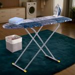 Kuber Industries 15 Inch Metal Ironing Board Foldable and Height Adjustable with Press Holder | Iron Press Table for Clothes | Anti-Slip Feet & Heat-Resistant Iron Table Cover | Abycon - Grey