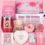 50th Birthday Gifts For Women, Happy 50th Birthday Hamper For Her, 50 Year Old Lady Birthday Gifts,Birthday Pamper Box For Mum Best Friend Sister Bestie Turning 50, Personalised 50th Birthday Present