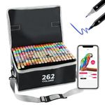 Vokiuler 262 Alcohol markers, Art Markers Pens Set with App, Dual Tips Artists Marker Gift for Stundent Kids Adult Artists Drawing Coloring Illustration Graphic Designing with Carrying Case