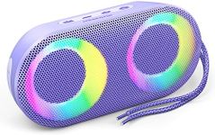 Portable Bluetooth Speakers with Lights,Teenager Gifts Speaker with Bass, 15W, IPX7 Waterproof, Bluetooth 5.3, 24H Playtime, Built-in MIC, TWS Portable Speaker for Gifts Slots for Micro SD Card