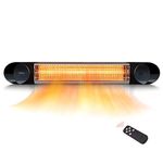 Electric Patio Heater – Infrared Heater Outdoor and Indoor Use – 1500W Veito Wall Mount Heater with Remote (Black)