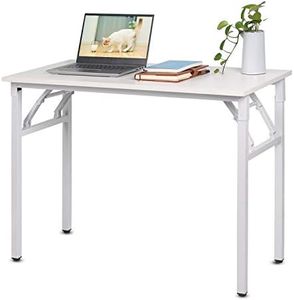 BELIWIN Folding Computer Desk, No-Assembly Writing Desk, PC Laptop Home Office Desk Workstation, 100 x 50 x 75 cm, White