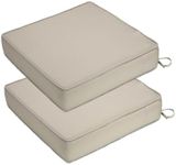 AIKKYS Outdoor Chair Cushions 19x19x4 Inch, Patio Seat Cushions for Outdoor Furniture, Garden Sofa Couch Chair Waterproof Cushions with Ties, Set of 2, Khaki