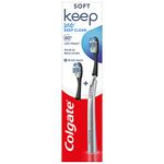 Colgate Keep 360 Deep Clean Toothbrush Starter Pack | replaceable head toothbrush | reusable metal handle | 2 x soft toothbrush replacement heads