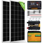 ECO-WORTHY 200 Watt 12 Volt Complete Solar Panel Starter Kit for RV Off Grid with Battery and Inverter: 2pcs 100W Solar Panel + 30A Charge Controller + 50Ah Lithium Battery + 600W Solar Inverter