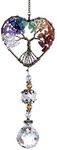 H&D HYALINE & DORA Suncatcher Window Hanging Tree of Life Heart Shaped Crystal Ball Prism Drop Pendant