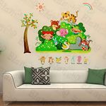 JAAMSO ROYALS Animals in Jungle Vinyl Decorative Self Adhesive Peel and Stick Wall Sticker for Bed Room Kids Room Wall Decor and Home Decor (60 CM X 45 CM)