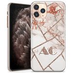 TULLUN Personalised Phone Case for iPhone 6 plus / 6s plus - Clear Hard Plastic Custom Cover Rose Gold Geometric Marble Individual Style Initials Name Text - Geometric Initials