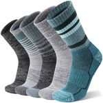 ANTSANG Unisex Merino Wool Hiking Walking Socks for Men Thermal Warm Winter Thick Cozy Crew Work Boot Socks Stocking Stuffers 5 Pairs(Dark Series,L)