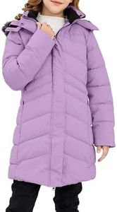Yimoon Girl's Winter Coat Waterproof Warm Long Quilted Puffer Jacket Fleece Lined Hooded Parka Snow Coats(Purple-11Y)