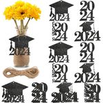 NOVWANG 40 Pieces Glitter 2024 Graduation Cutouts, Graduation Party Decorations Caps 2024 Graduation Cutouts Centerpiece(Black)