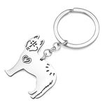 YAYAKO Stainless Steel Dog Keychain Wallet Car Key Keyring Jewellery Pets Dog Lovers Gifts for Women Girls Dog Key Chain (Silver Plated Husky Keychain)