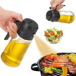 Oil Dispenser for Kitchen, 2 in 1 Cooking Oil Spray Bottle and Olive Oil Dispenser, Oil Spray Bottle for Cooking Air Fryer 470ml/ 16oz for Cooking, Kitchen, BBQ, Air Fryer, Salad, Baking(1pcs Black)