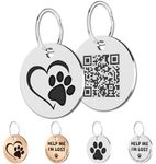 MYLUCKYTAG Stainless Steel QR Code Pet ID Tags Cat Tags - Pet Online Profile - Scan QR Receive Instant Pet Location Alert Email