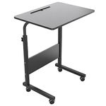 soges Adjustable Mobile Bed Table with Tablet Slot 23.6inches Portable Laptop Computer Stand Desks Cart Tray, Black 05#3-60BK-CA