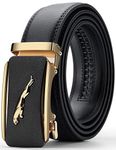 Belts for Men, OYIFAN Leather Ratchet Belt with Click Buckle 1 3/8" in Gift Set Box, Adjustable Trim to Fit