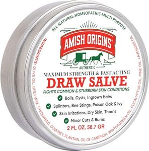 Amish Origins Draw Salve Ointment, 2 oz, for Ingrown Hair, Boil and Cyst, Maximum Strength Fast Acting for Splinters Remover, Bug and Spider Bites, Bee Stings, Mosquito bite Itch, Poison Ivy