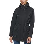 Cole Haan Women's Adjustable Rain Short Coat, Black, X-Large