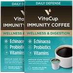 VitaCup Immunity Coffee Pods, Wellness Boost with Antioxidants, Echinacea, Probiotics, Vitamin C & D3, Medium Dark Roast, Recyclable Single Serve Pod Compatible with Keurig K-Cup Brewers,32 Ct