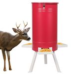 Solution4Patio 50-75 LB Large Metal Hunting Game Feeder, Heavy Duty Free Standing Deer Feeder, Portable Gravity Deer Feeder Automatic Dispenser, Weather-Proof (Red)
