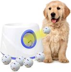 Automatic Ball Launcher for Dogs,Dog Ball Thrower Launcher with 3 Launching Distance 20-45FT,6 2.3 Inch ETPU Tennis Balls,Interactive Dog Toys Indoor Outdoor Ball Thrower Machine for Small/Medium Dogs