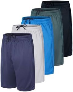 5 Pack Boys Shorts Baseball Kids Athletic Basketball Soccer Girls Summer Running Activewear Lacrosse Teen Mesh Ropa Niño Track, 8-10