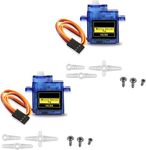 REES52 2X Pcs SG90 Micro Servo Motor Mini Servo SG90 9g Servo Kit for RC Helicopter Airplane Car Boat Robot Arm/Hand/Walking/Servo Door Lock Control with Cable