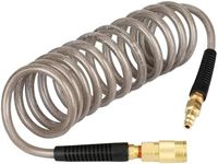 YOTOO Reinforced Polyurethane Recoil Air Hose 1/4" Inner Diameter by 10' Long, Heavy Duty, Flexible Air Compressor Hose with Bend Restrictor, 1/4" Swivel Industrial Quick Coupler and Plug, Gray