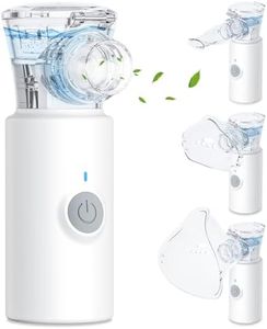 Nebuliser Machine for Adults & Kids, Sixriver Rechargeable Portable Nebuliser, Handheld Inhaler Easy to Use & Clean, Spray Nebuliser Suit for Home & Travel, with 2 Masks and Mouthpiece (White)