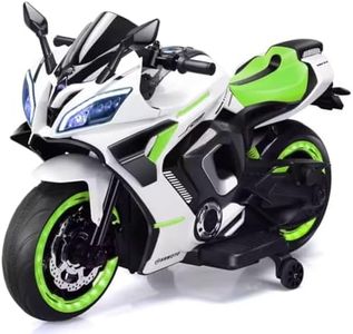 Shipeeship Rechargeable Battery Operated Ride on Bike for Kids, Electric Toy Bike with Leather Seat, Wheels Lights, Music and Key Start for Kids of Age 2 to 10 Years (Green)