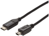 StarTech.com USB C to Mini USB Cable - 6 ft / 2m - M/M - USB 2.0 - Mini USB Cord - USB C to Mini B Cable - USB Type C to Mini USB (USB2CMB2M)