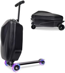 20" Scooter Suitcase for Kids, 2-in-1 Ride On Luggage with Wheels for Boys & Girls Ages 6-12, Foldable Hardshell Carry On Lightweight Travel Suitcase for Airplane Check In