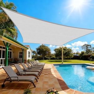 Artpuch Rectangle 20'X20' Sun Shade Sail Canopy Shade Cloth Fabric Sunlight Block Patio Pergola Cover Deck Awning for Outdoor Backyard Roof Shading Light Grey