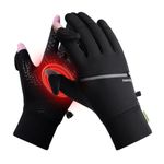 Proberos® Winter Riding Gloves Outdoor Thermal Gloves with Zipper Pouch Silicone Open Finger Tips Anti-slip Palm Design Winter Outdoor Fashion Thermal Gloves for Cycling, Fishing, Running, M