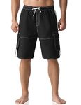 Nonwe Men's Swim Trunks Quick Dry Elastic Waist Board Shorts with Pockets, black, 20